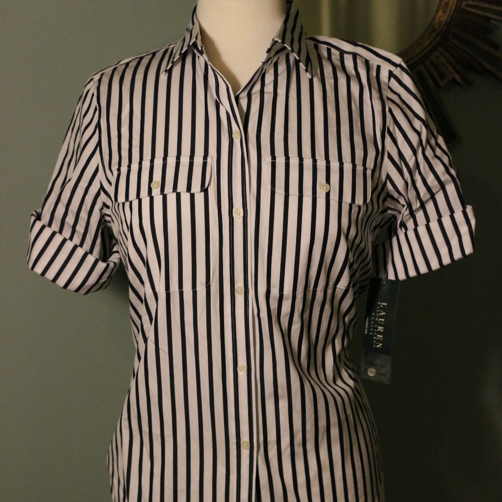 Ralph Lauren short sleeved button up blouse.